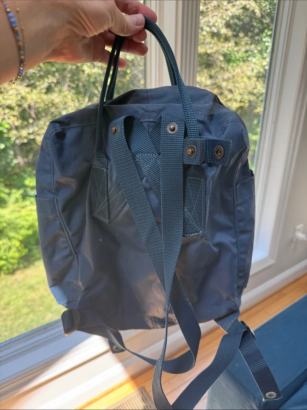 Fjallraven Kånken Backpack in Navy Blue with Red Logo
